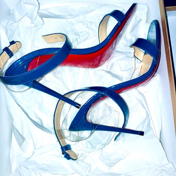 Amazing blue patent Jonathan 100 mm sandals - Picture 2 of 13